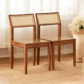 ONIJA  Furniture Solid sheesham Wooden Cane Chair Connection Terra Brown Sheesham Wood Dining Chair Set Off 2 (honet Finish top)